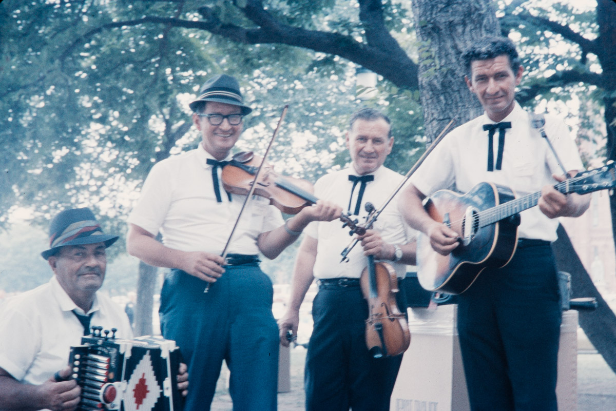 The Balfa Brothers, "Lacasine Two-Step" recorded at the Festival of American Folklife in Washington, DC. July 4, 1969. Photography by Diana Davies. Courtesy of Smithsonian Center for Folklife and Cultural Heritage. 