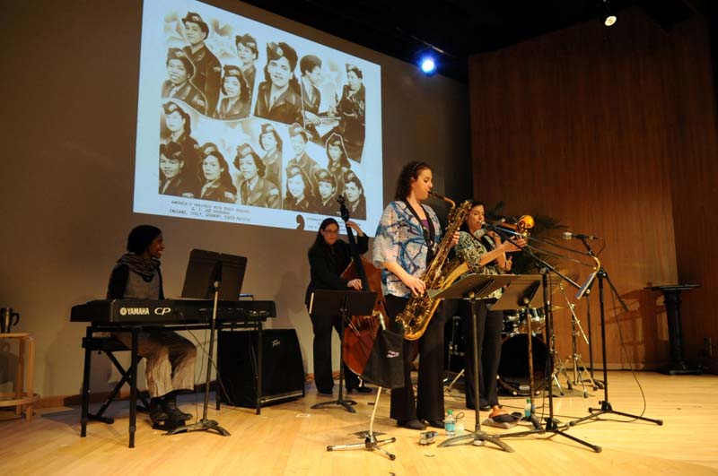 Leigh Pilzer (saxophone) and Jen Krupa (trombone) lead the Jen Krupa-Leigh Pilzer Quintet at the JAM 2011 Launch.